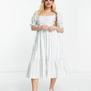 Abercrombie & Fitch Puff Sleeve Poplin Midi Dress